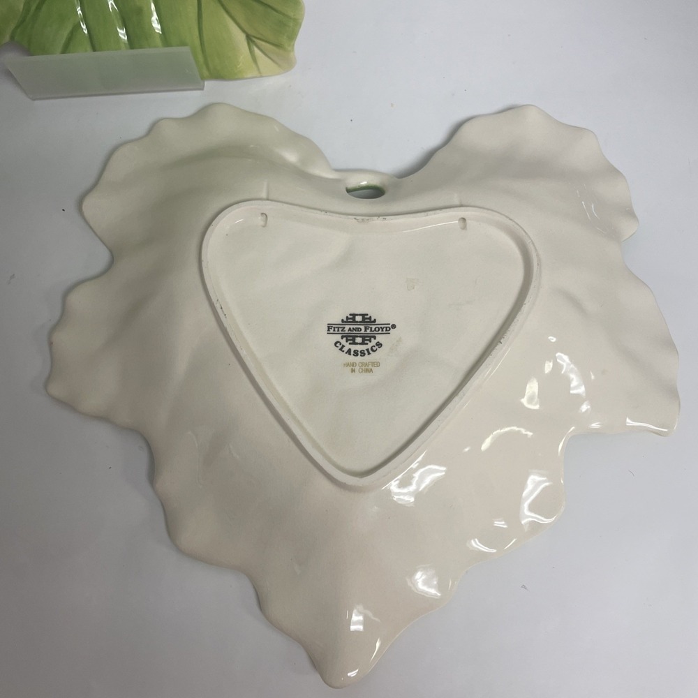 Fitz and Floyd Classics Green Leaf Plates Set of 2 Ceramic Hand Crafted 9 Inch - Picture 5 of 6